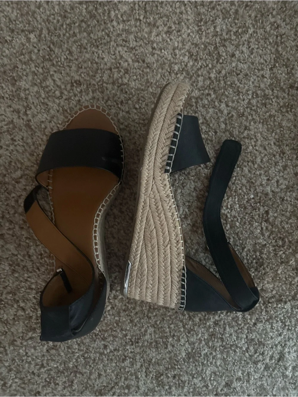 Franco Sarto Black Espadrille Wedge Sandals